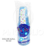 VASOS PLASTICOS DESECHABLES ZUPLA ALEGRIA (COLOR AZUL) (10 ONZAS-25UND)